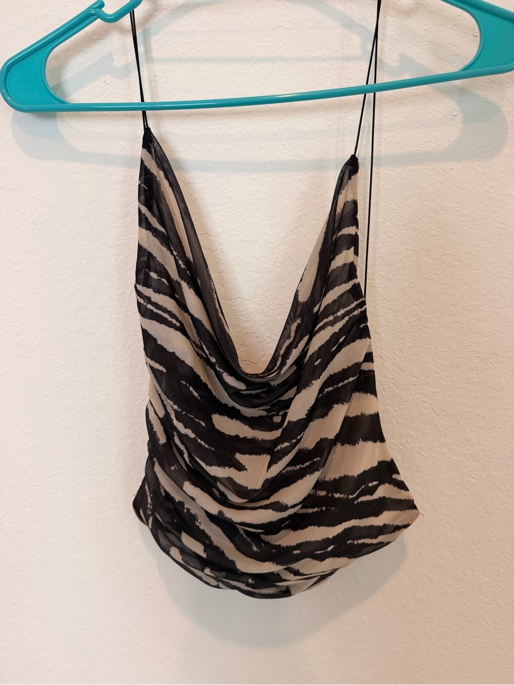 Zara zebra print cowl neck halter top - Picture 2 of 6